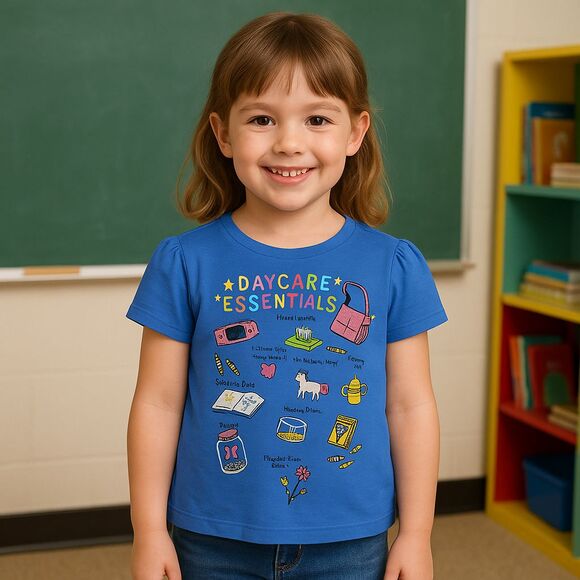 NEW Girls Size 5T "Daycare Essentials" Purple Shirt dot & ZAZZ Toddler Top - Picture 1 of 8